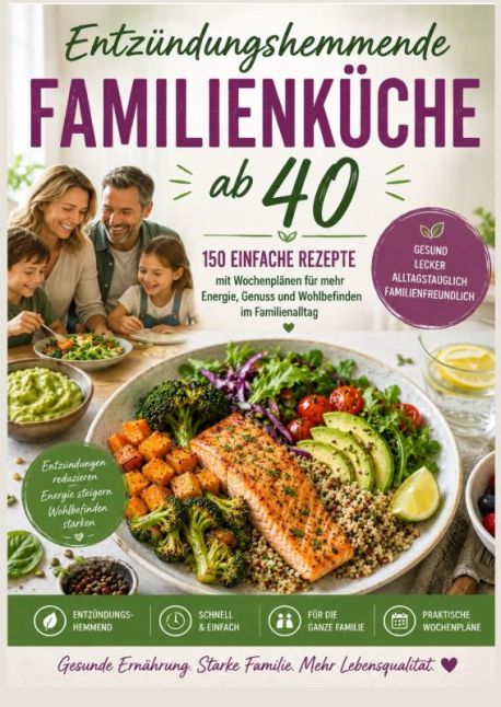 Entzündungshemmende Familienküche ab 40 :150 einfache Rezepte mit Wochenplänen für mehr Energie, Genuss und Wohlbefi