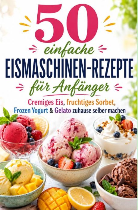 50 einfache Eismaschinen-Rezepte für Anfänger Cremiges Eis, fruchtiges Sorbet, Frozen Yogurt & Gelato zuhause selber m